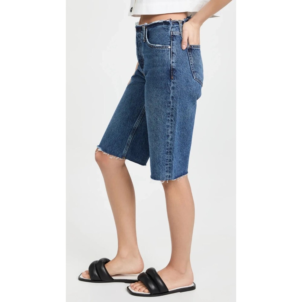 Anine Bing Gavin 1999 Denim Jean Shorts 29 Blue Cutoff 90s Long Bermuda Wide Leg - Picture 3 of 10